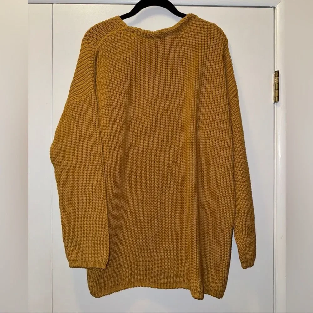 NWT JENNI KAYNE Cotton Cabin Sweater Mustard Yellow Women's Size XXL